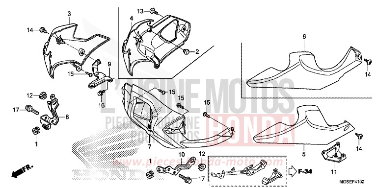PANNEAU INFERIEUR de NC700S DCT PEARL SUNBEAM WHITE (NHA66) 2012